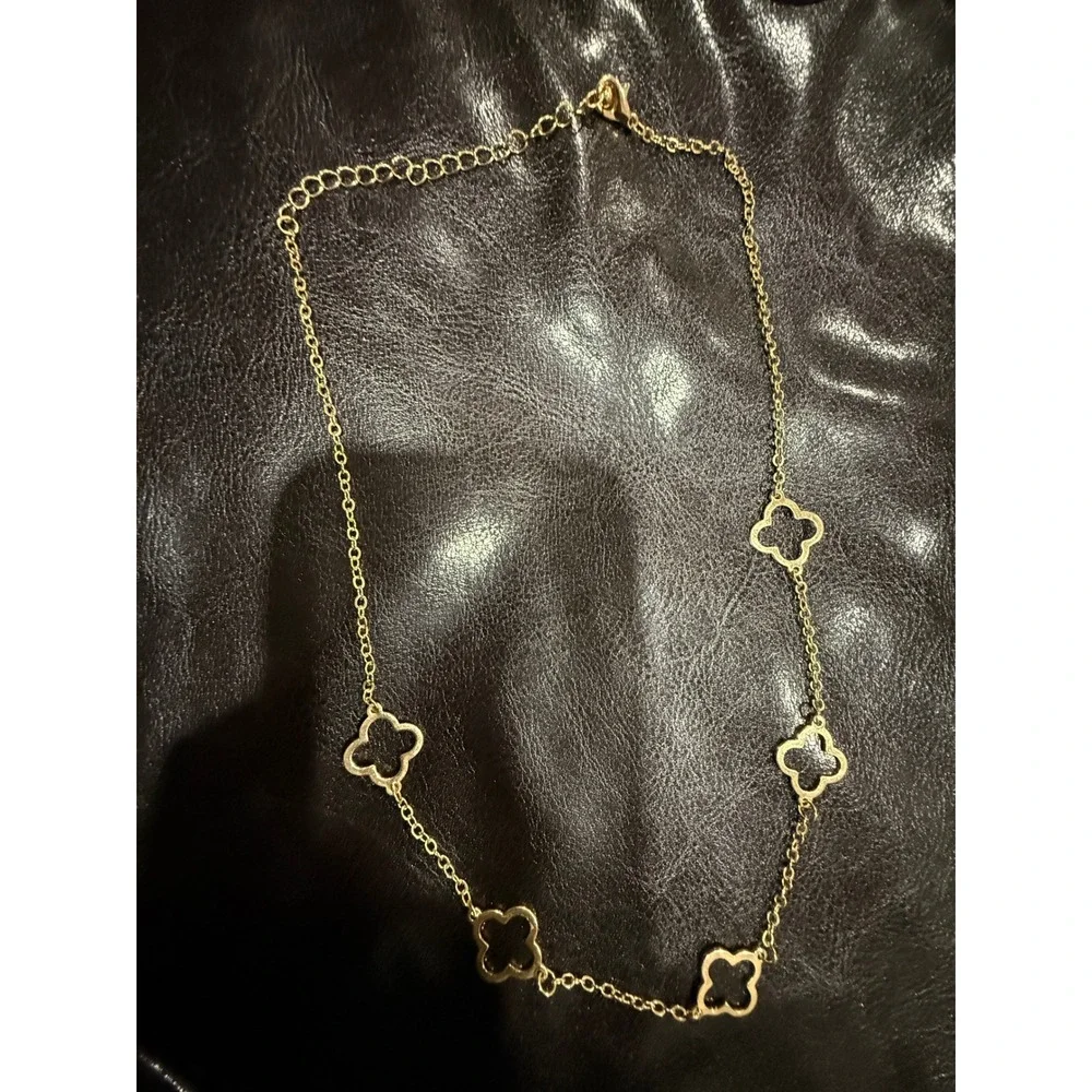 Gold Tone Clover Charm Necklace Dainty‎ Layering Fashion Jewelry 21